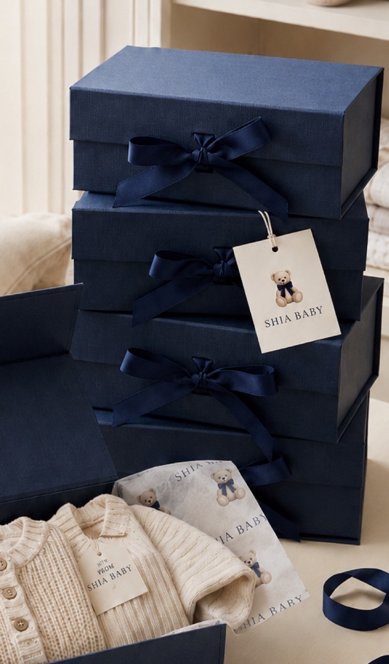 Navy Shia Baby gift boxes